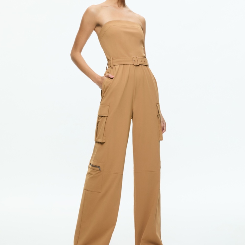 ALICE + OLIVIA SACHIKO STRAPLESS CARGO JUMPSUIT